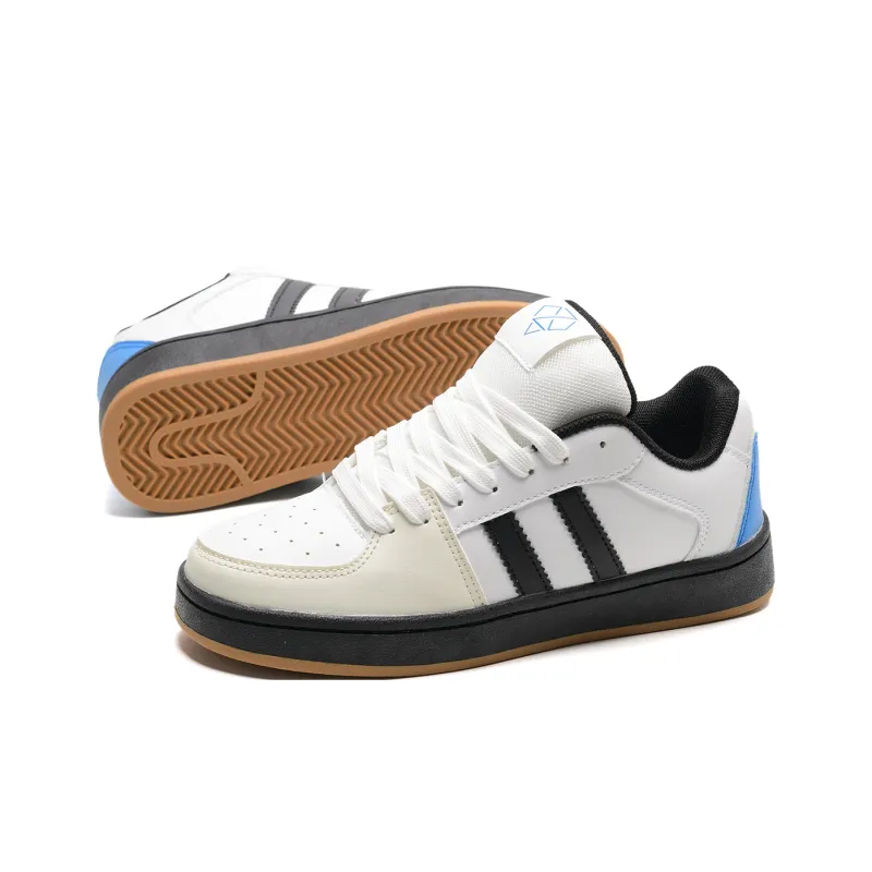KAAVER OTTO Slip Resistant, Abrasion Resistant, Lightweight, Breathable Low Top Skateboard Shoes Unisex White Black-6