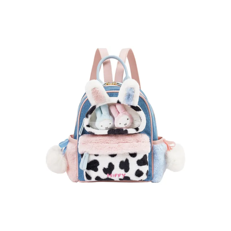 Miffy Fabric Backpack Women's White Pink/Blue Denim-9