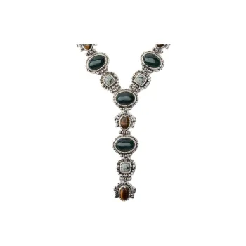 ZARA Zinc Iron Epoxy Resin Stones Necklaces Women's Silver