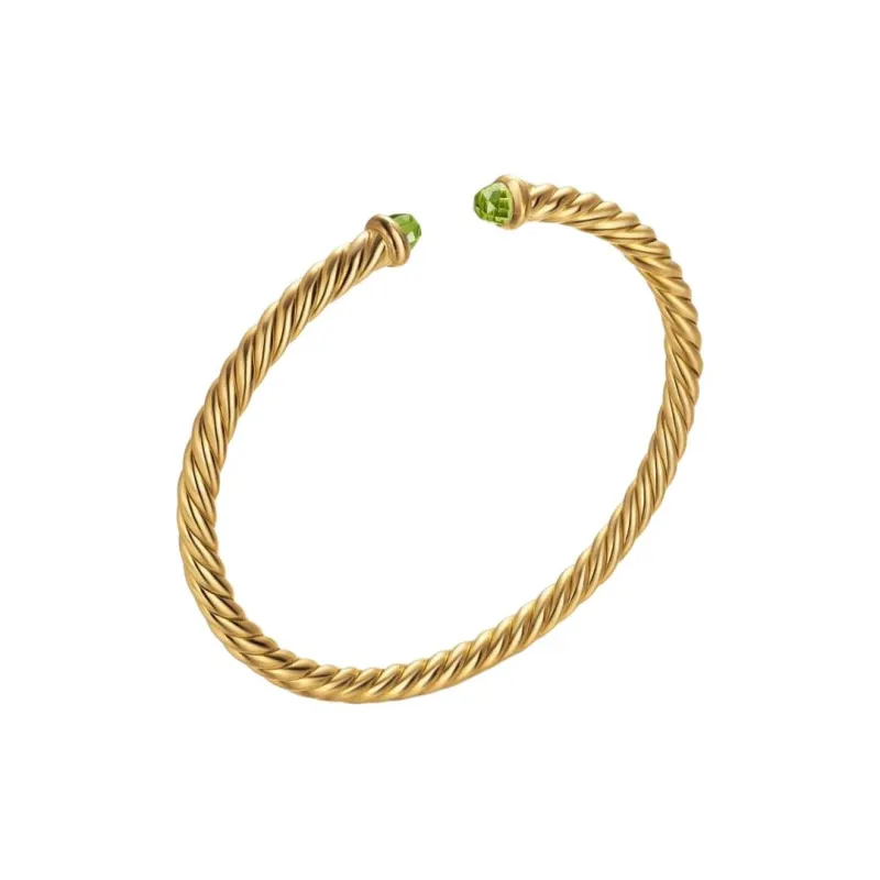 David Yurman 18kt Yellow Gold Cablespira Peridot Cuff-1