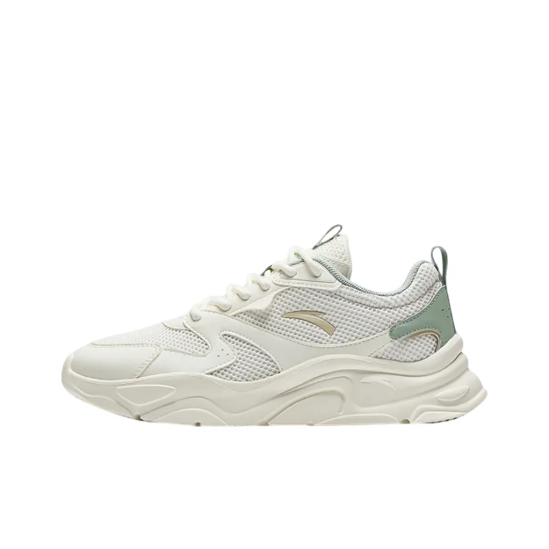 Anta Life Collection Anti-Slip Wear-Resistant Low-Top Chunky Sneakers Women's White Green-0