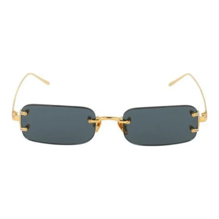 Linda Farrow Metal Rectangular Sunglasses Kids' Gold-3