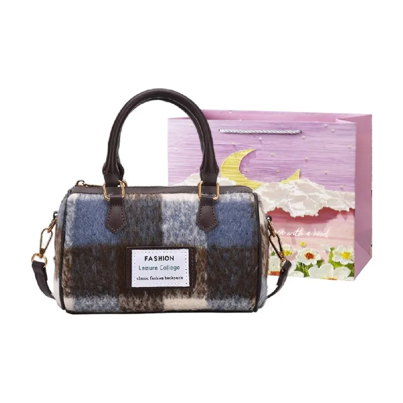 Bansusu Pu Handbag Shoulder Bag Crossbody Bag Women's Brown Plaid Black Plaid Coffee Plaid Blue Plaid-7