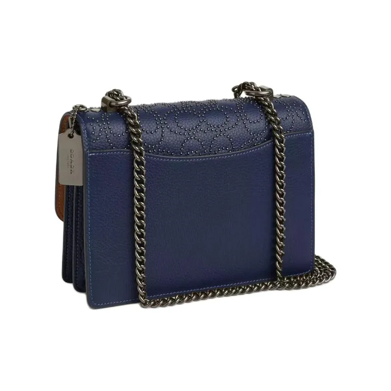 COACH Klare Litchi Grain Leather Shoulder Bag, Crossbody Bag Trumpets Women's Marine Blue-1