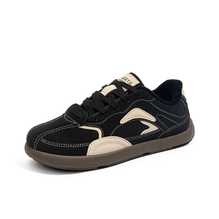 Babaya Warm Anti Slip And Wear Resistant Low Top Skateboard Shoes Women's Black-1