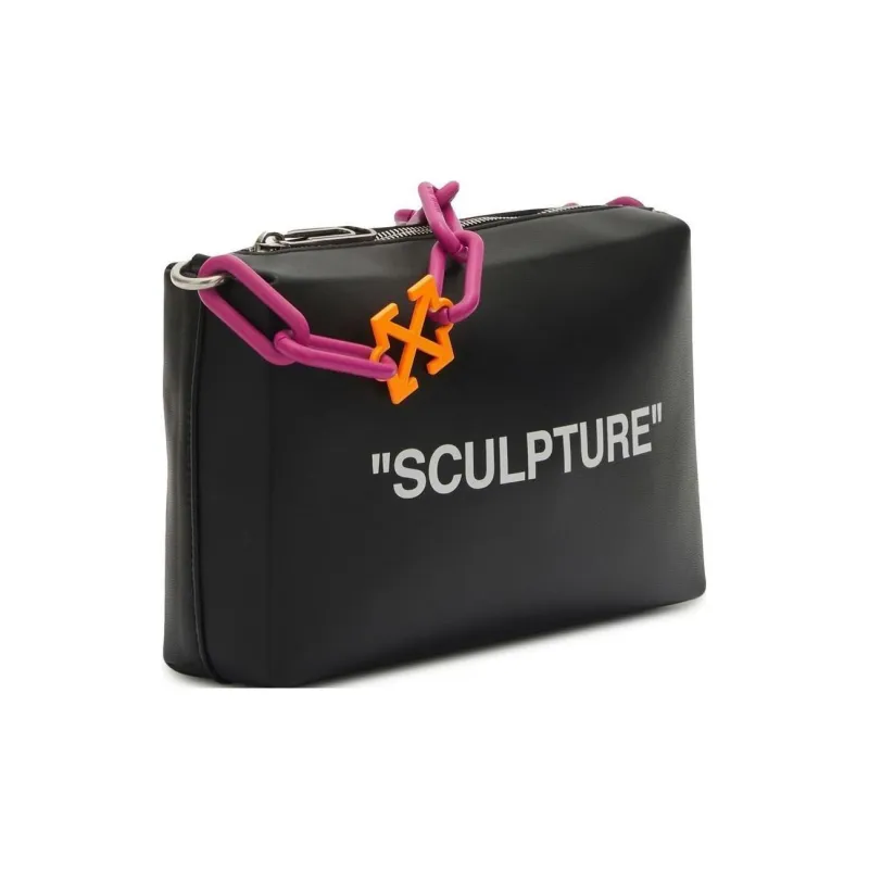OFF WHITE Block Pouch Quote Clutch Bag Black-1