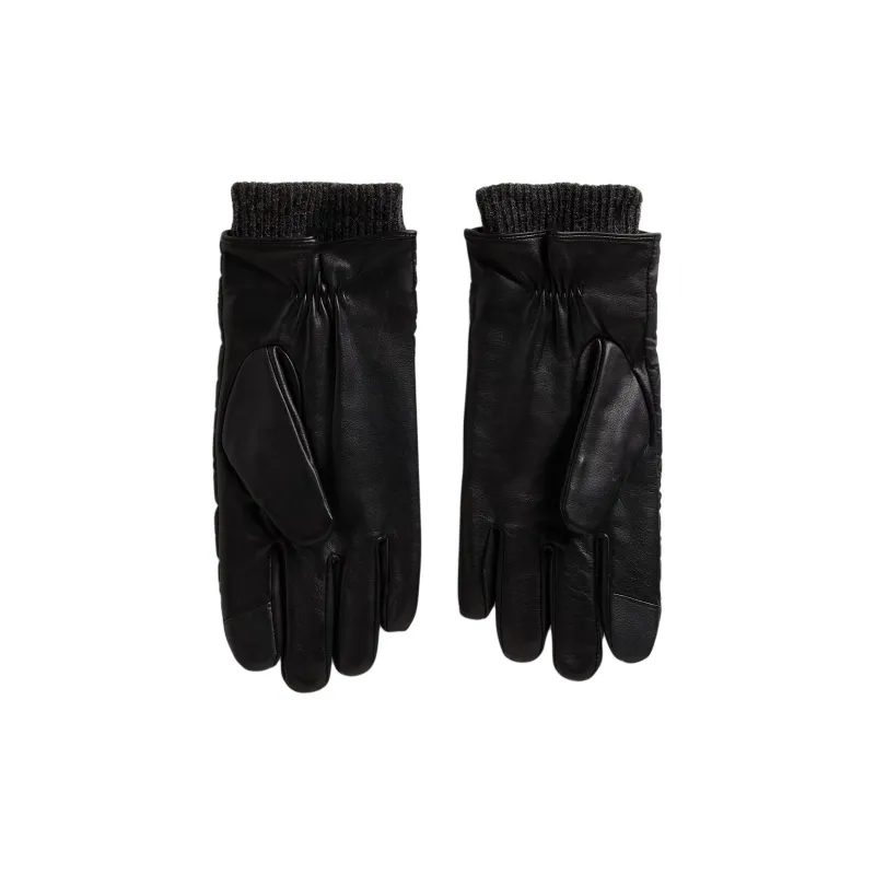Polo Ralph Lauren Polyester Leather Knit Gloves Men's Black-1