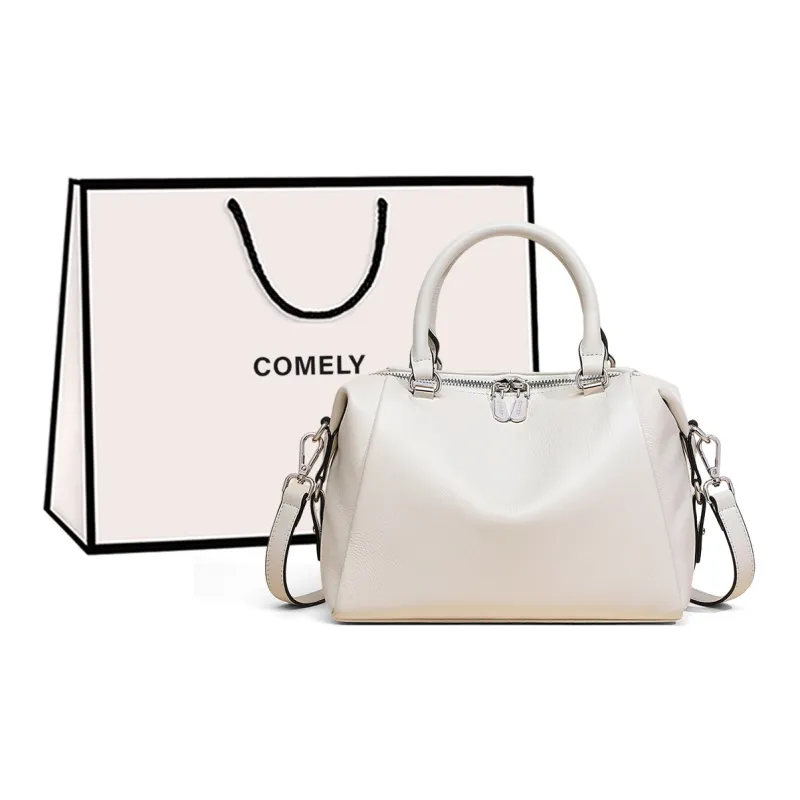COMELY Cow Leather Patchwork Synthetic Leather One Shoulder Handbags Regular Women's Black-4