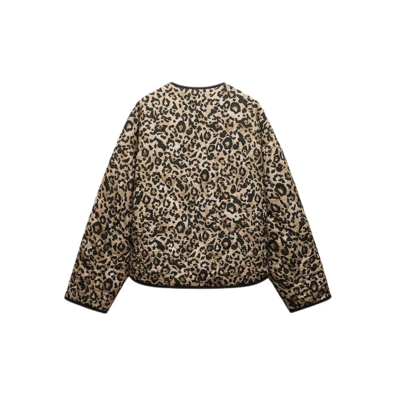 ZARA Puffer Jacket Women's Leopard Print-1