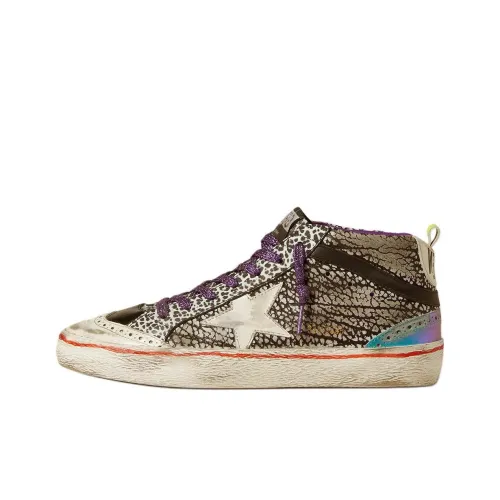 Golden Goose Mid Star High-Top Skateboard Shoes Women's Black White Purple