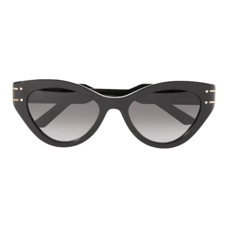 DIOR Plate Frame Metal Cat Eye Sunglasses Women's Black-1