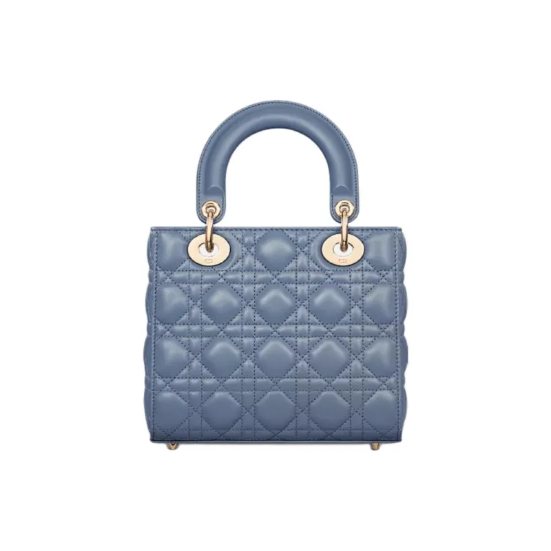 DIOR Lady Dior Wicker Pattern Lambskin Lady Dior Bag, Shoulder Bag, Crossbody Bag, Handbag Mini Women's Denim Blue-2