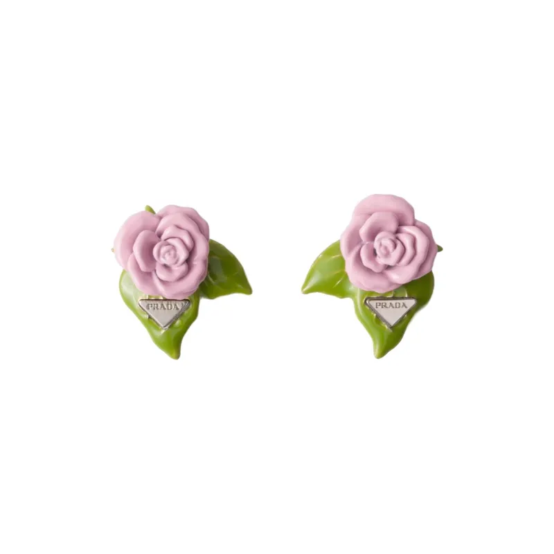 PRADA Enamel Earrings Women's Pink-0