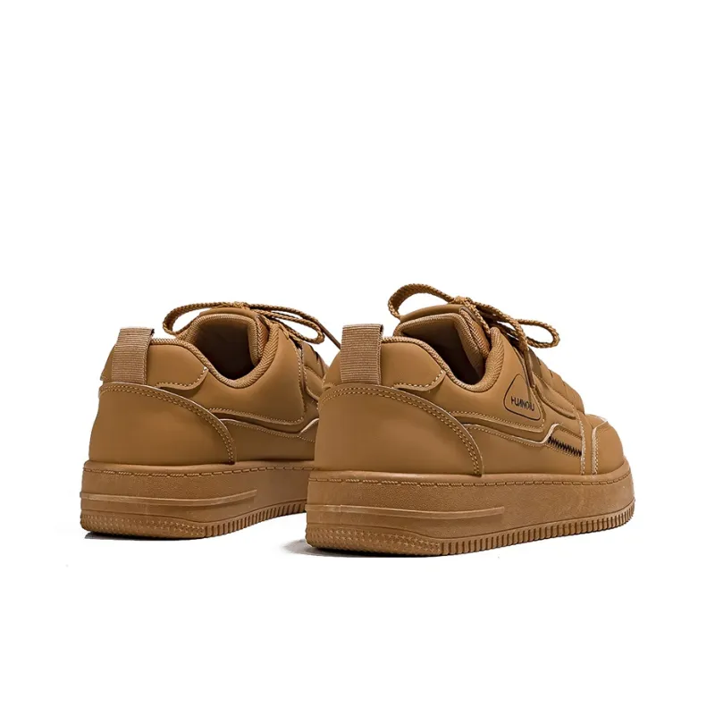 HUANQIU Non slip Lightweight Low Top Skateboard Shoes Men's Brown-3