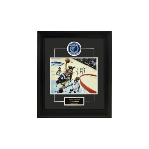 Three For Grizzlies Basketball Fan Supplies With SA Certificate Framed Blue White