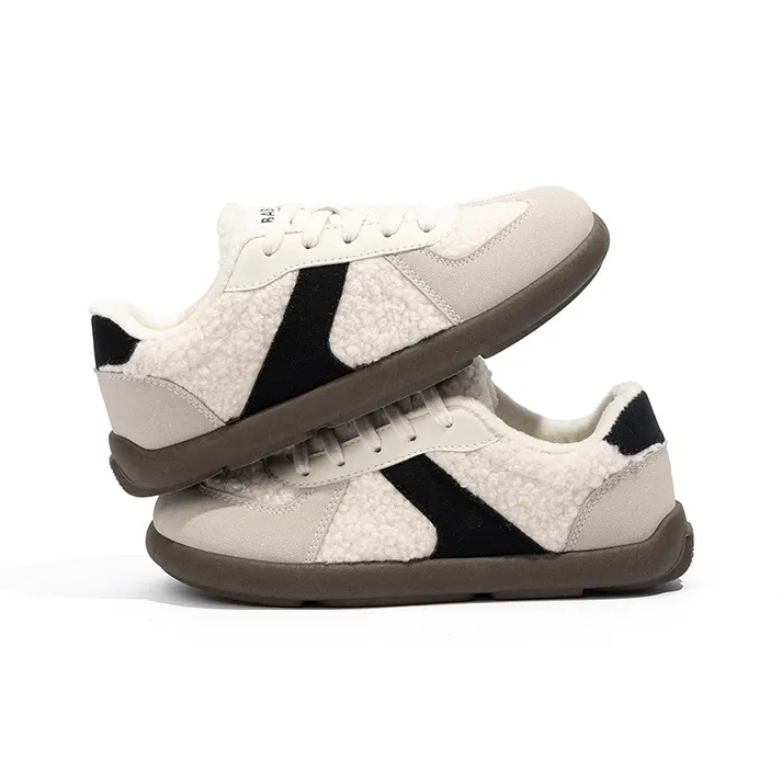 Babaya Anti Slip And Wear Resistant Warm Low Top Kids' Skateboarding Shoes Black Beige Teenagers-4