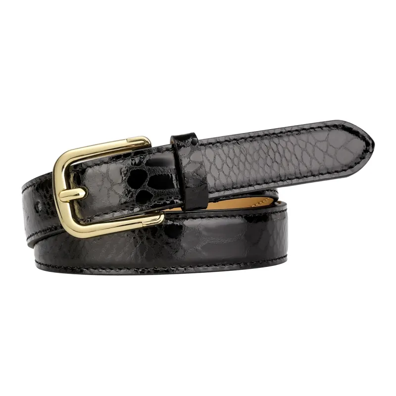 CATELLES Top Grain Cow Leather Leather Belts Women's Black/Red 2.4cm-3