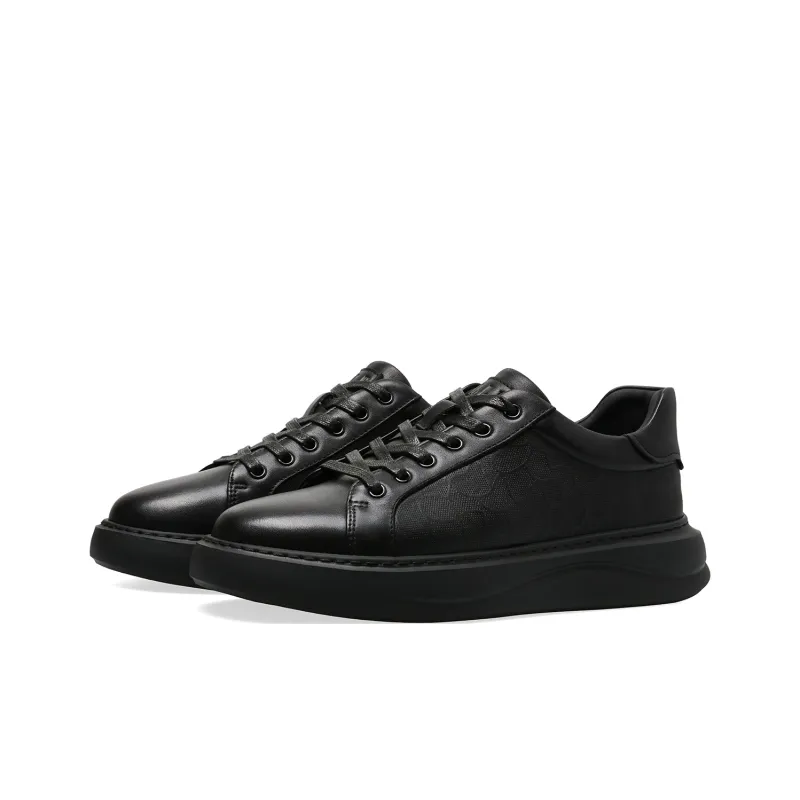 ELLE HOMME Low Top Casual Skateboard Shoes Trendy Lightweight Slip Resistant Men's Black-1