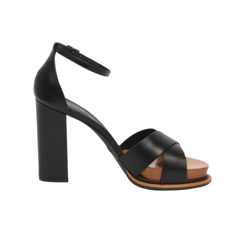 TOD'S Sand.Gomma T100 18A Face Incrocio Strap Sandals 11cm Women's Black-1