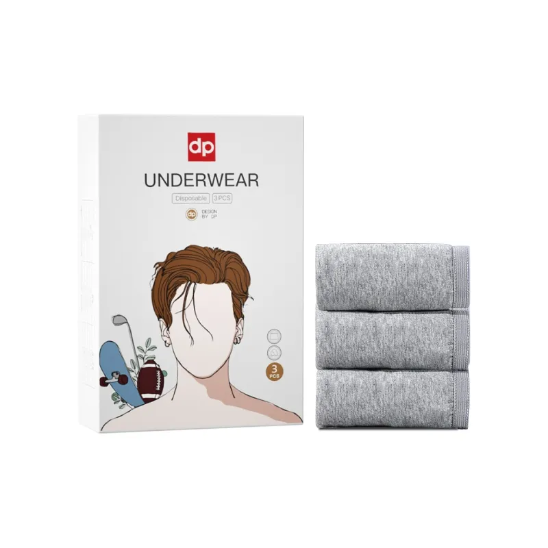 DIPUAI Disposable Underwear Men's 3 Pack Shadow Gray-1