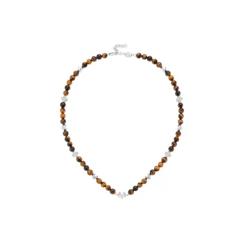BABAMA Tiger's Eye Stone Jade Necklace With Bead Chain Unisex