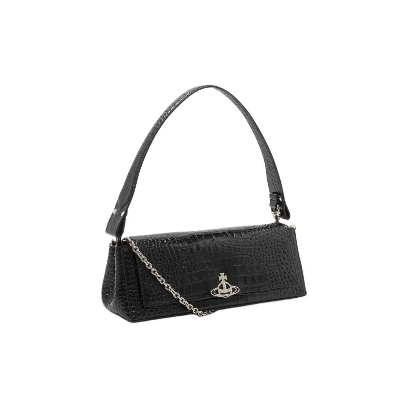 Vivienne Westwood HAZEL Cow Leather One Shoulder Handbag Tubas Women's Black-1