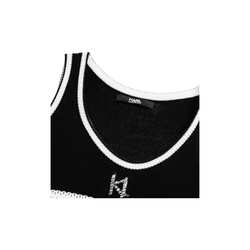 KARL LAGERFELD SS24 Sleeveless Dress Women's Black White-2