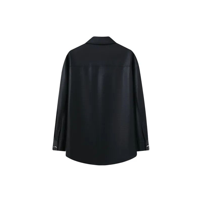 THE SEA LIFE Leather Jacket Women's Black Mage-1