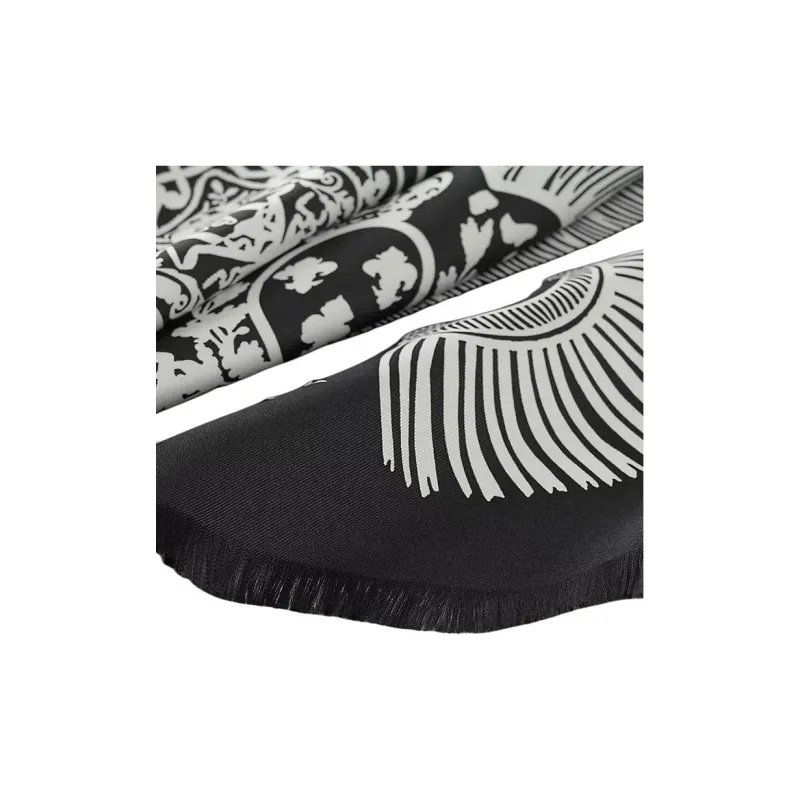 HERMES Silk Silk Scarves Unisex Black/White-1