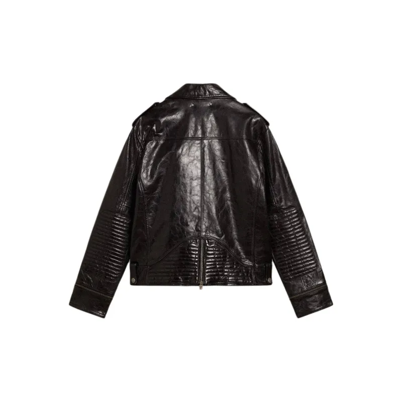 Golden Goose Off Center Zipped Leather Jacket-1
