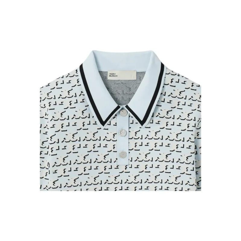 TORY BURCH Monogram Jacquard Polo Top-1