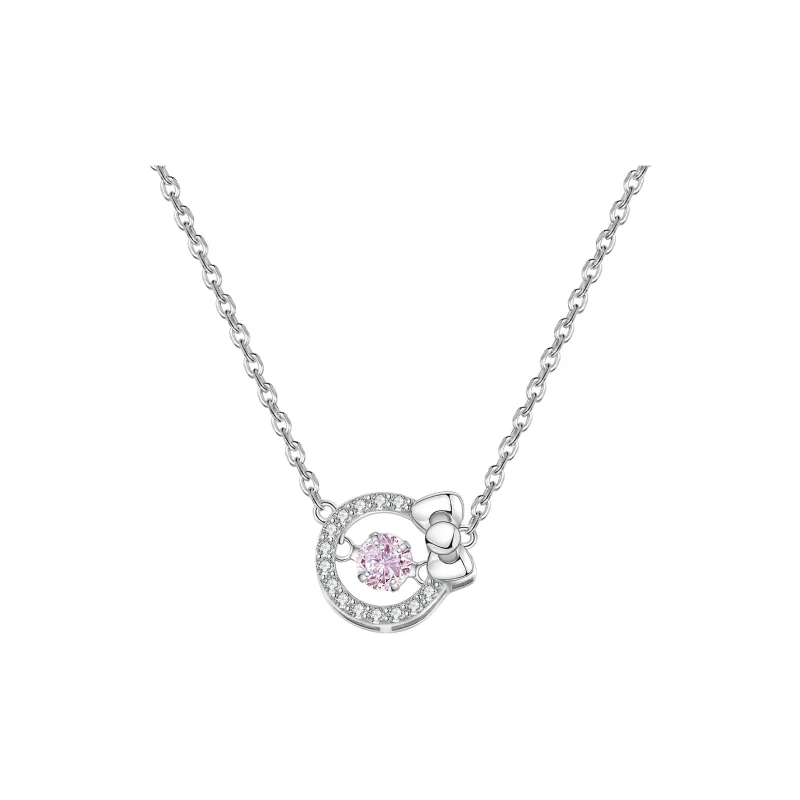 TIDECOLOR Hello Kitty S925 Silver Necklaces Women's Silver Pink-1