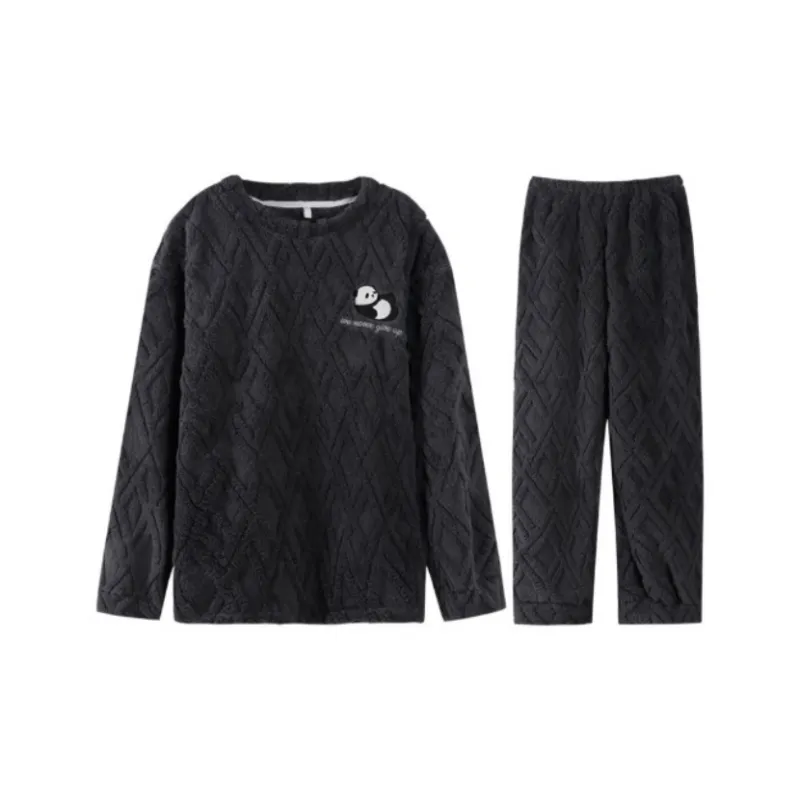 Qiao Ni Tong Pajama Set Men's Black White-9