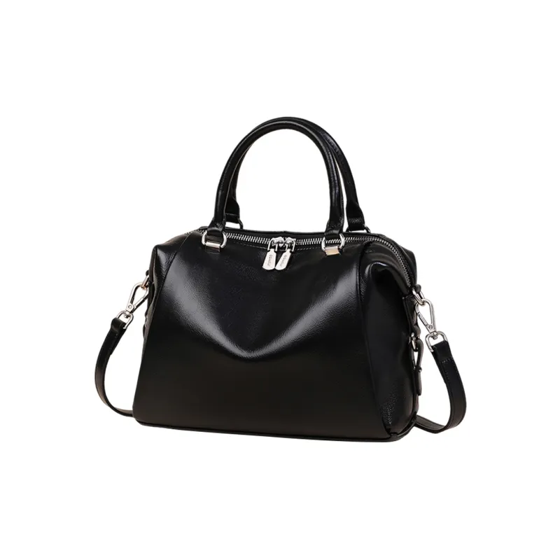 COMELY Cow Leather Patchwork Synthetic Leather One Shoulder Handbags Regular Women's Black-2