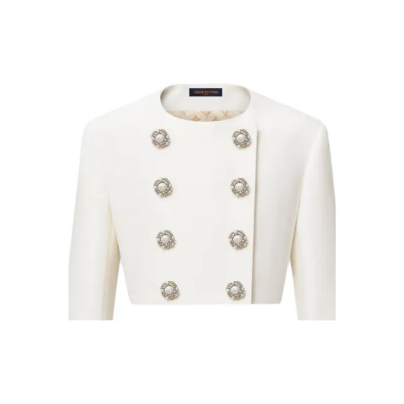 LOUIS VUITTON Cropped Jewel Button Mikado Jacket-3