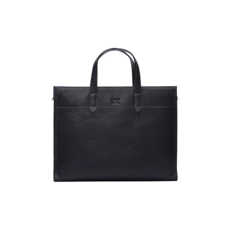 SEPTWOLVES Top Grain Cow Leather Portable Briefcases Large Size Men's Black-0