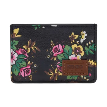 KENZO Cow Leather Card Holder Women's Black & Multicolor