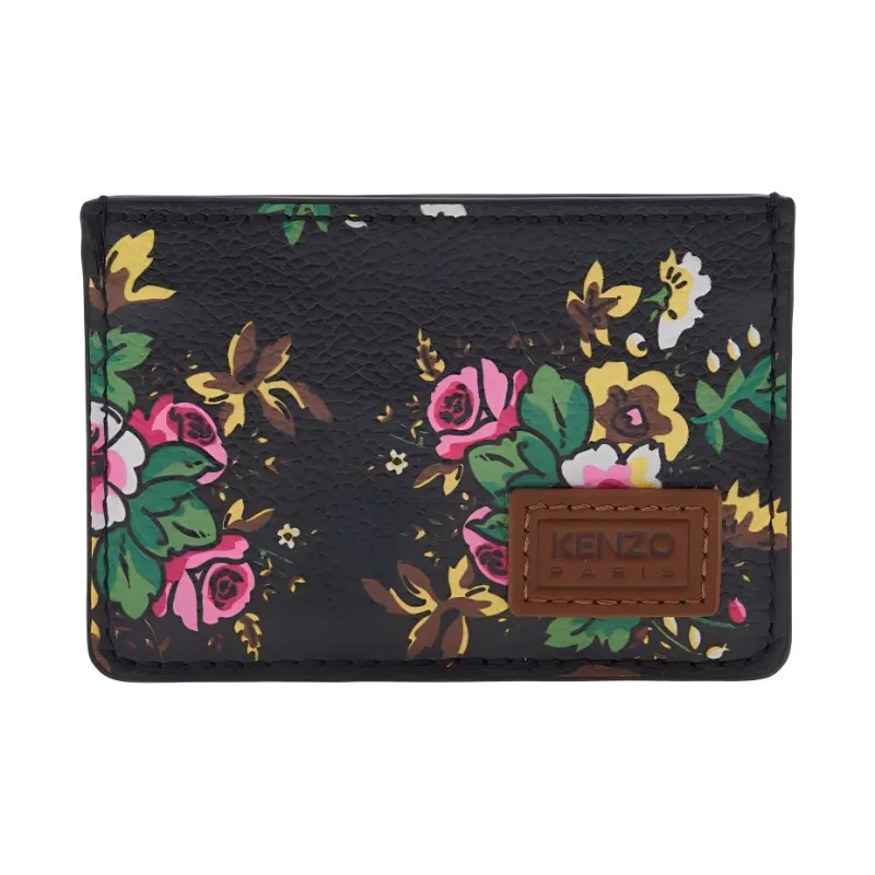 KENZO Cow Leather Card Holder Women's Black & Multicolor-0