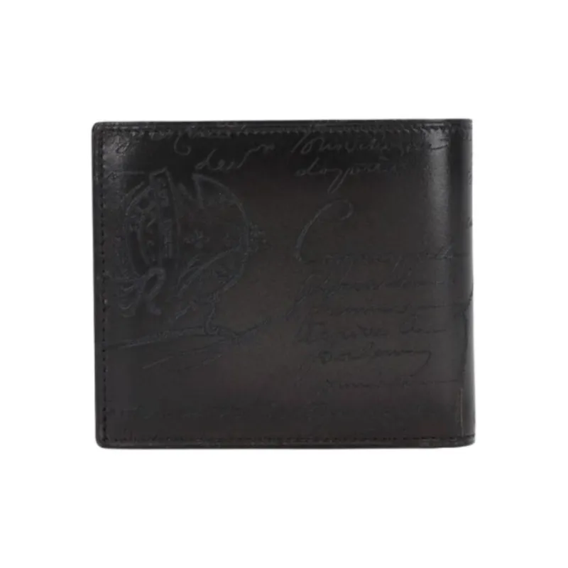 BERLUTI Calfskin Wallet Men's Black Gray Color-2