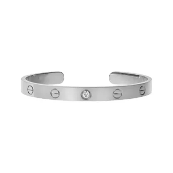 CARTIER White Gold Bangles Unisex Silver