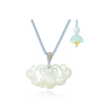 Lao Feng Xiang Hetian Jade Necklaces Green Jade Women's