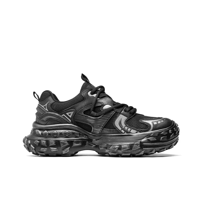 NFL Tire Tread Bottom Abrasion Resistant Height Increasing Low Top Chunky Sneakers Unisex Black-1