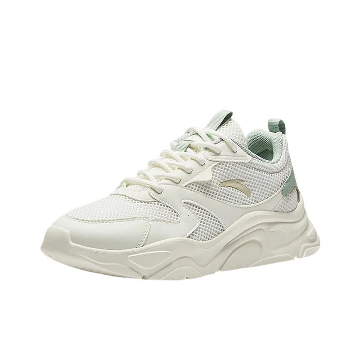 Anta Life Collection Anti-Slip Wear-Resistant Low-Top Chunky Sneakers Women's White Green-1
