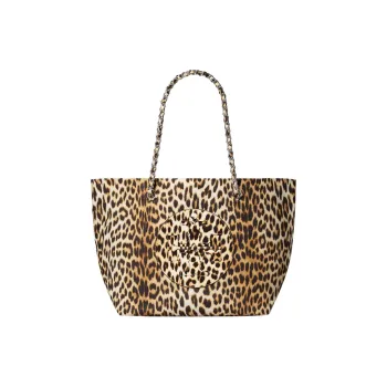 TORY BURCH Ella Fabric Tote Bag, Shopping Bag, Shoulder Bag, Handbag Regular Women's Brown & Multicolor