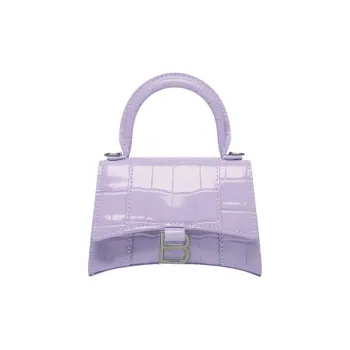 Balenciaga Hourglass Cow Leather Shoulder Bag Crossbody Bag Handbag Mini Women's Bright Purple