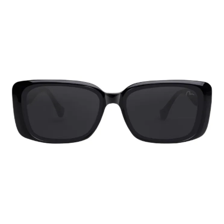 EVISU Plate Frame Square Sunglasses Unisex Black-1