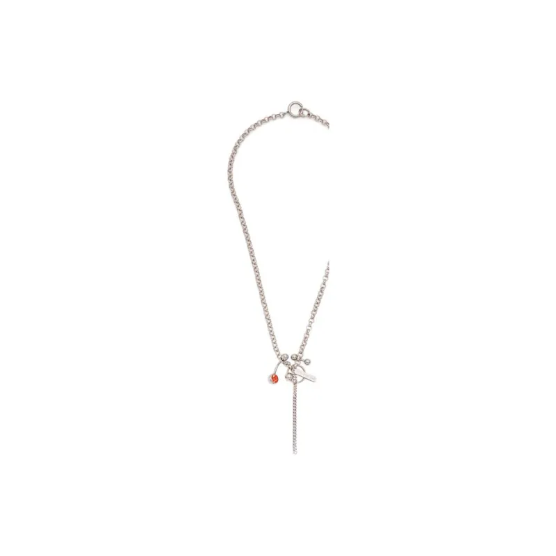 JUSTINE CLENQUET Crystal Brass Palladium-Plated Necklaces Women's Silver-2