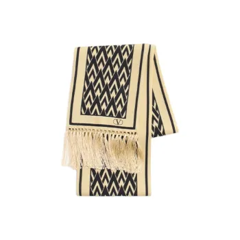 Valentino Toute La V Fringed Edge Scarf