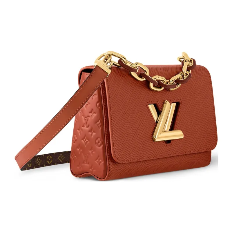 LOUIS VUITTON Twist Epi Grain Leather Portable Crossbody Bag, Shoulder Bag Medium Size Women's Brown-1