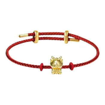 LOULANBOWUGUAN Chinese Fashion Trend Cultural Creativity Design 999 Solid Gold Fixed Price Gold Bracelet Unisex